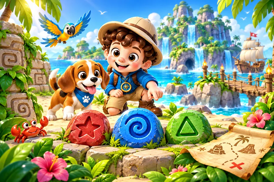 Milo descubre piedras de enigmas en una isla